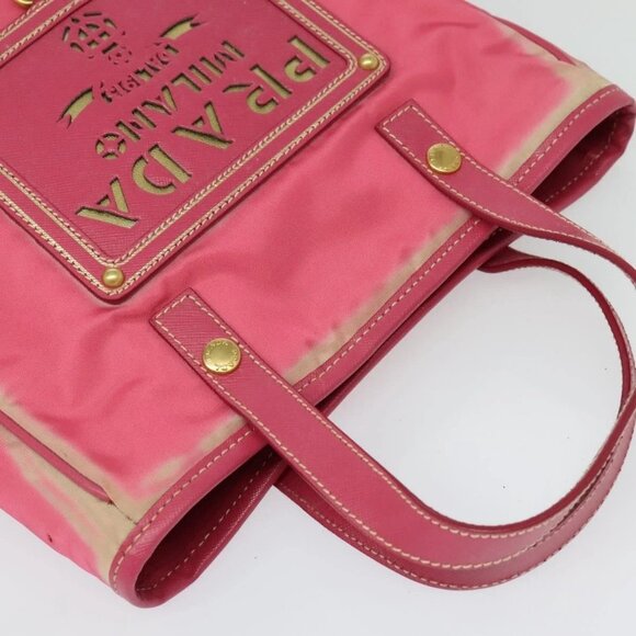PRADA Hand Bag Nylon 2way Pink Gold Auth 134444 - Picture 7 of 16